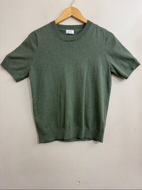 J.Crew Green Cotton Short Sleeve Sweater size S Preppy Classic Spring Minimalist